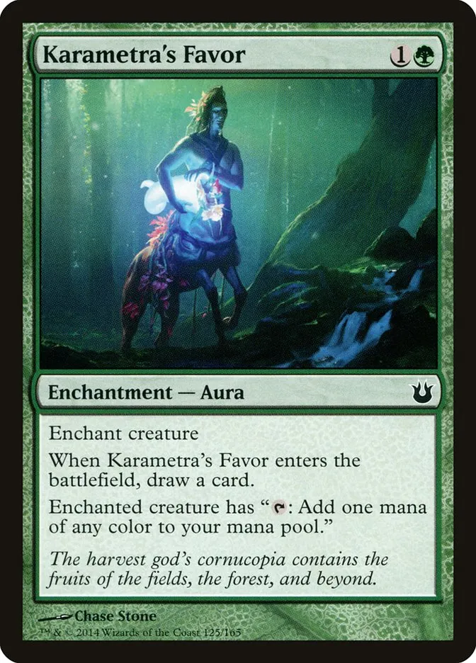 2014 Born of the Gods Karametra's Favor common #125 unlisted card image