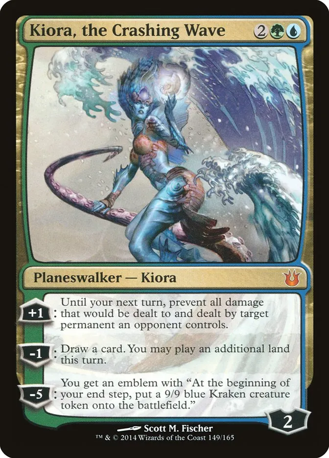 2014 Born of the Gods Kiora, the Crashing Wave mythic #149 unlisted card image