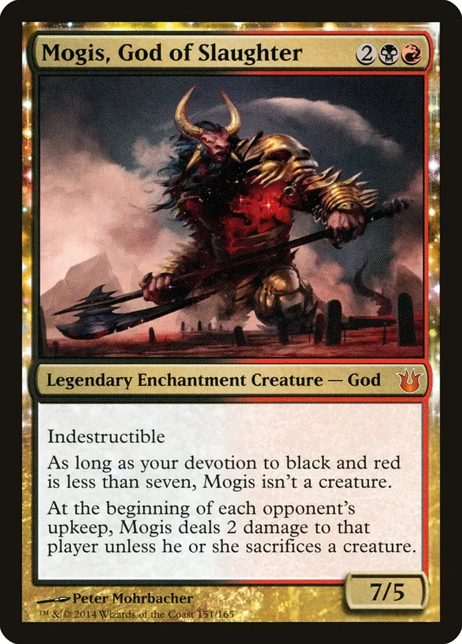 2014 Born of the Gods Mogis, God of Slaughter mythic #151 unlisted card image