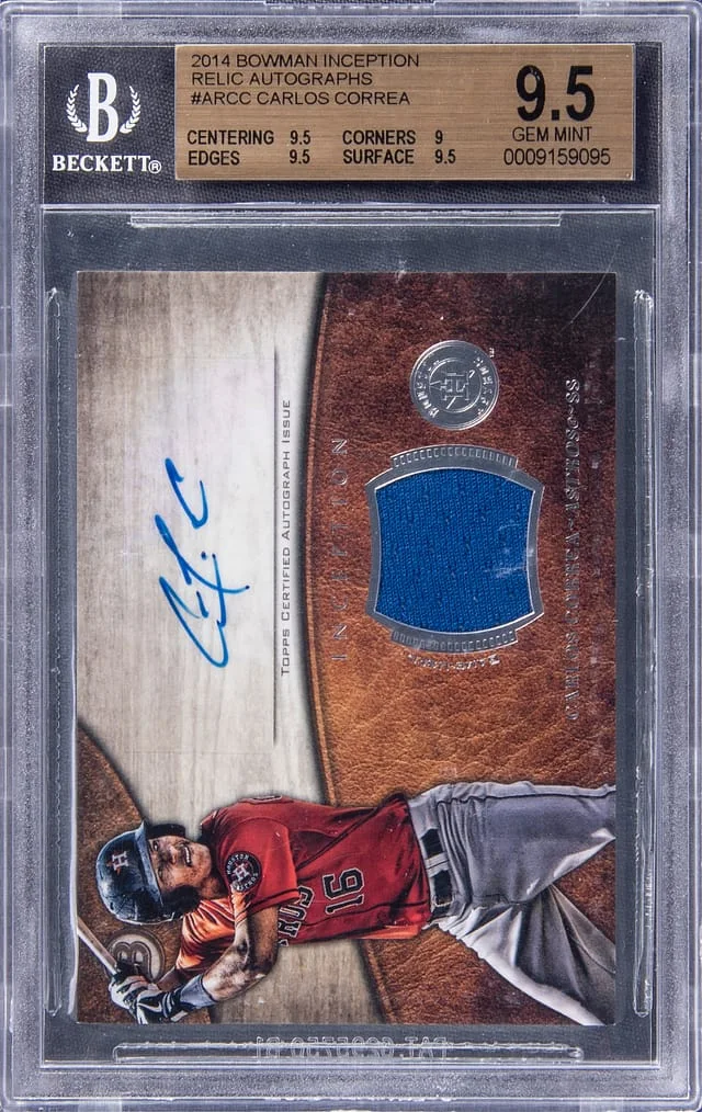 2014 Bowman Carlos Correa Inception Relic Autograph #AR-CC card image