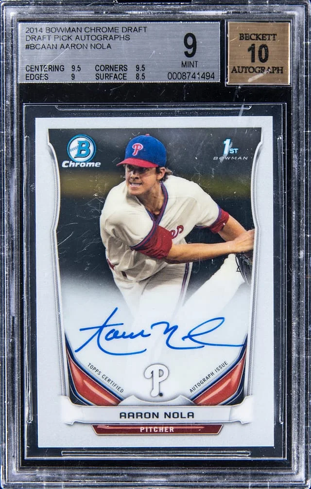 2014 Bowman Chrome Aaron Nola Draft Pick Autographs #BCAAN card image