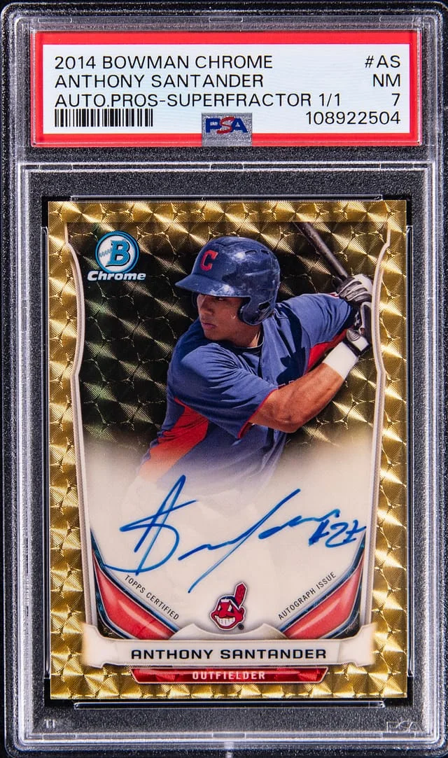 2014 Bowman Chrome Anthony Santander Prospect Autograph SuperFractor #BCAP-AS card image