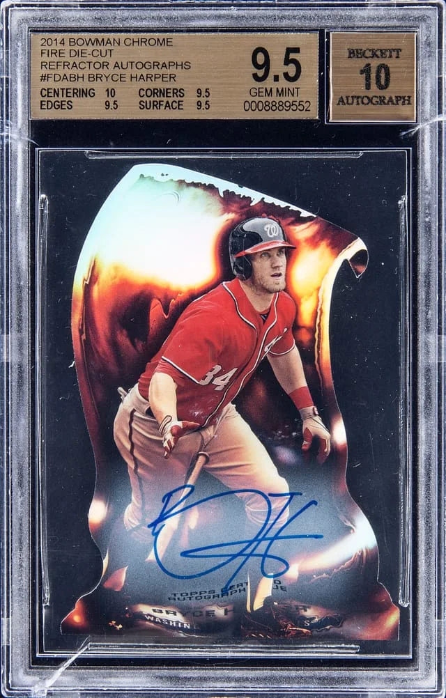 2014 Bowman Chrome Bryce Harper Fire Die-Cut Refractor Autograph #FDC-BH card image