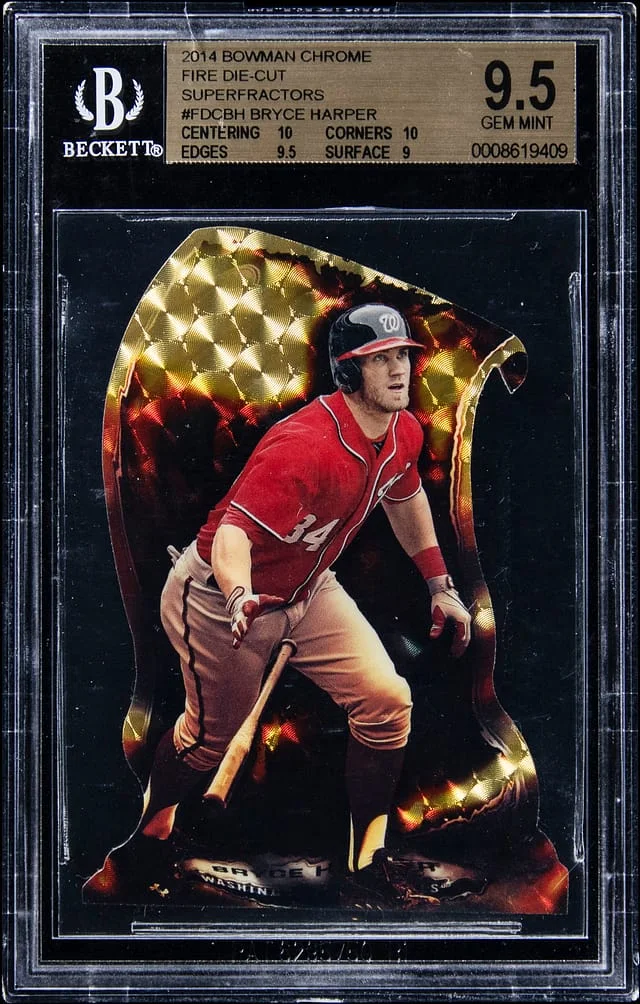 2014 Bowman Chrome Bryce Harper Fire Die-Cut SuperFractors #FDCBH card image
