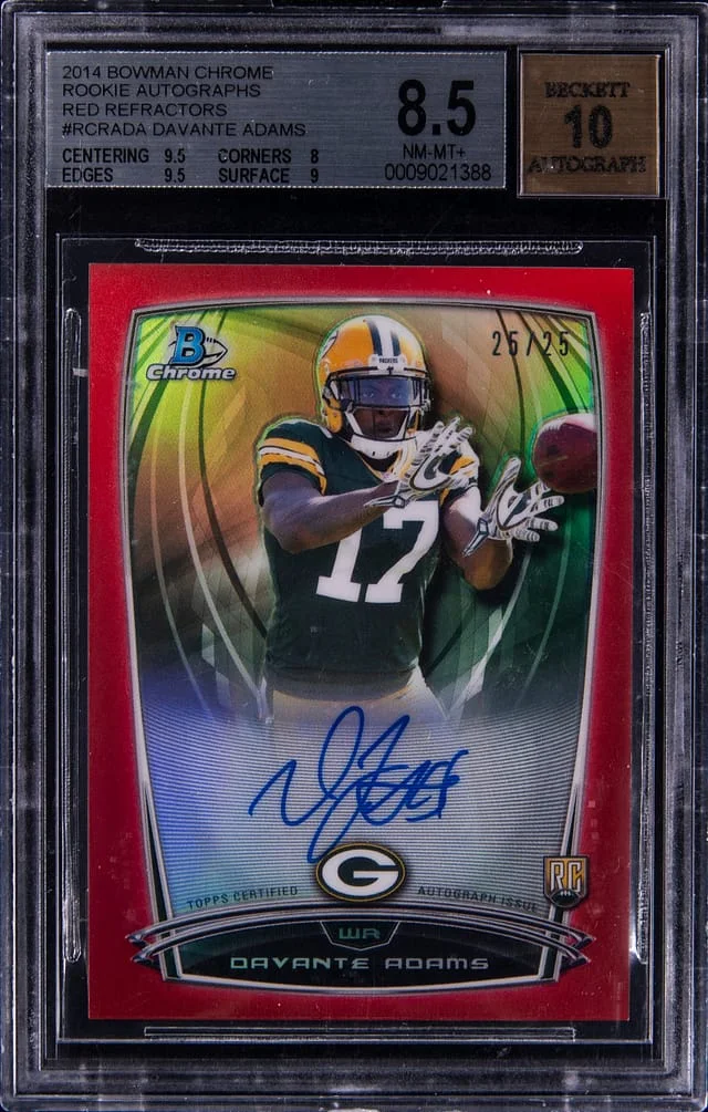 2014 Bowman Chrome Davante Adams Autographs Red Refractor #RCRADA card image