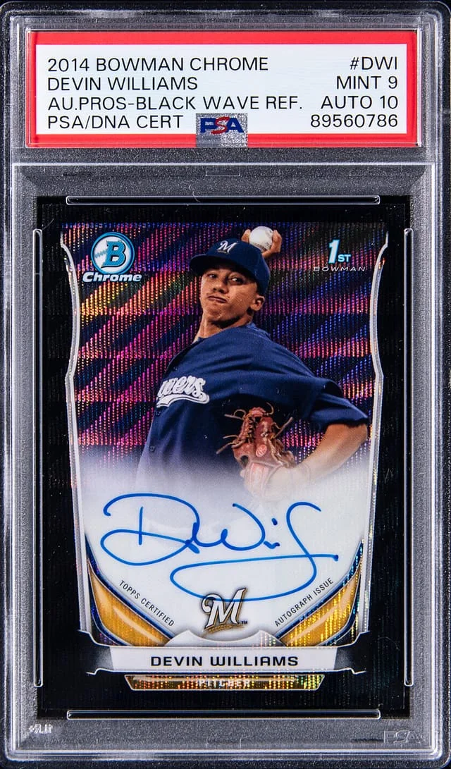 2014 Bowman Chrome Devin Williams Autograph Prospects Black Wave Refractor #BCAP-DWI card image