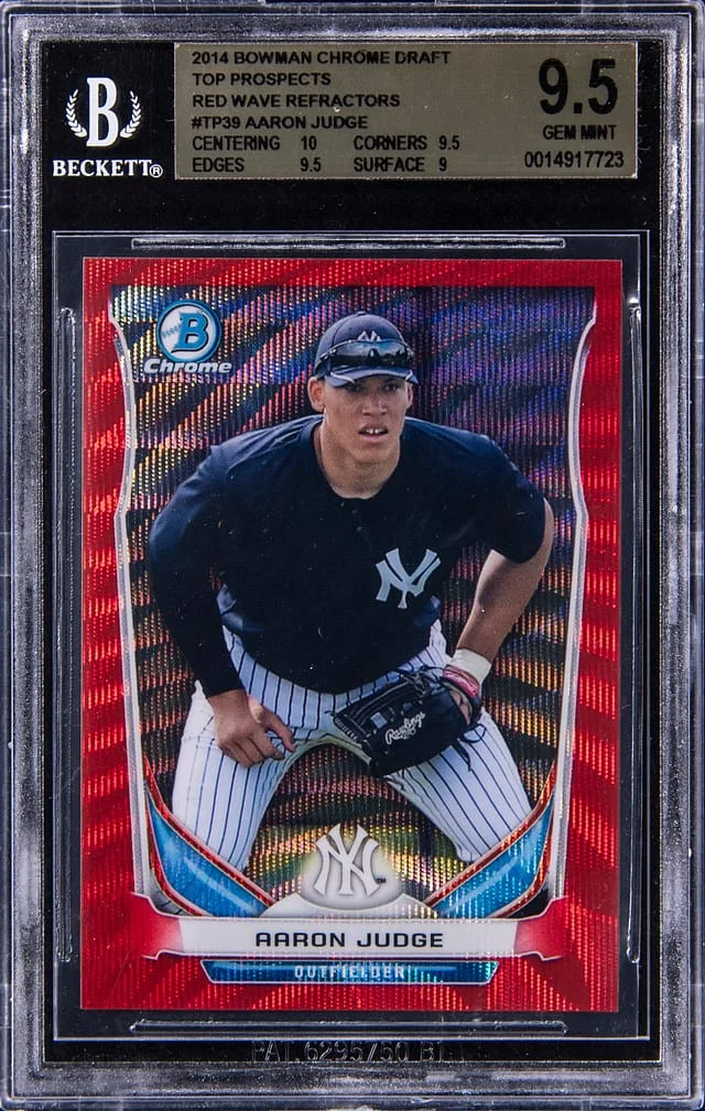 2014 Bowman Chrome Draft Aaron Judge Top Prospects Red Wave Refractor #TP39 card image