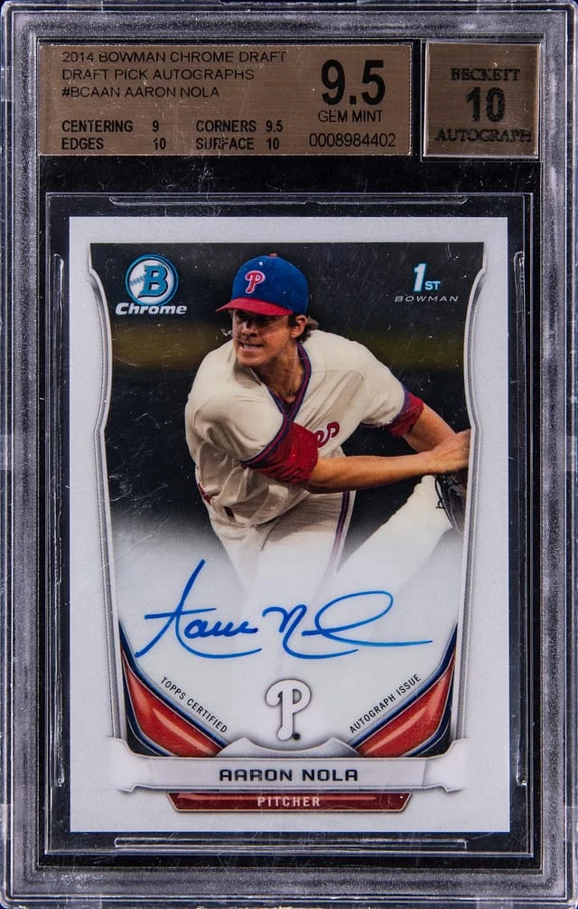 2014 Bowman Chrome Draft Aaron Nola Pick Autographs #BCAAN card image