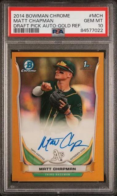 2014 Bowman Chrome Draft Matt Chapman Pick Autograph Refractor #MCH card image