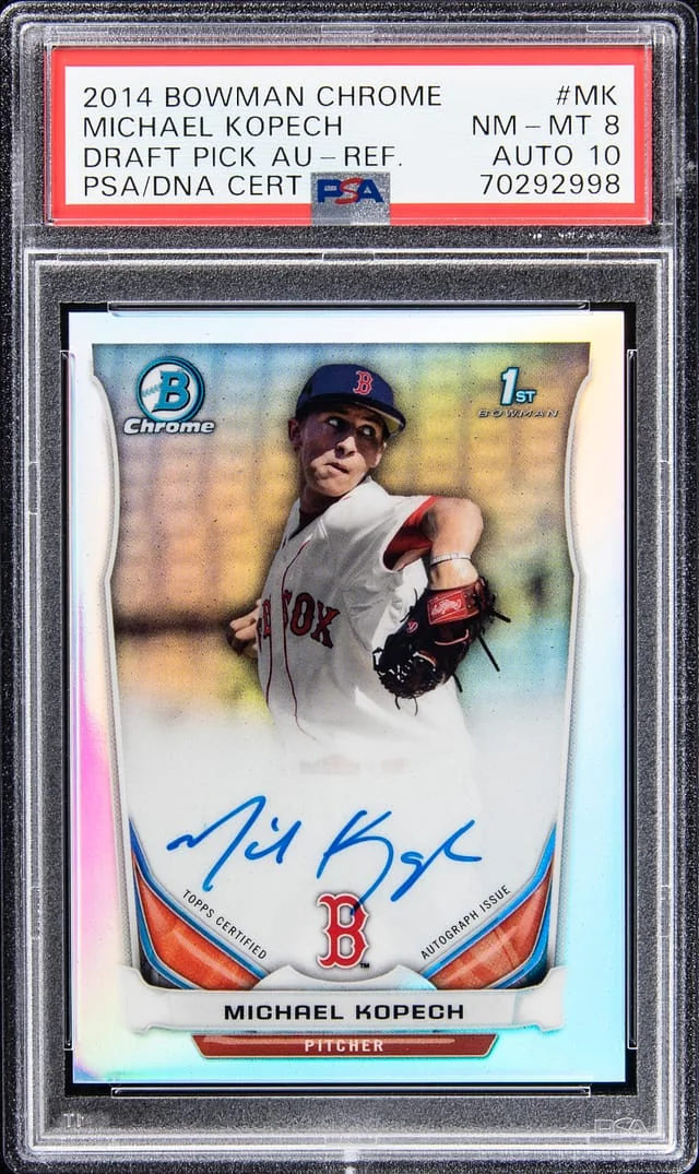 2014 Bowman Chrome Draft Michael Kopech Pick Autographs Refractor #MK card image