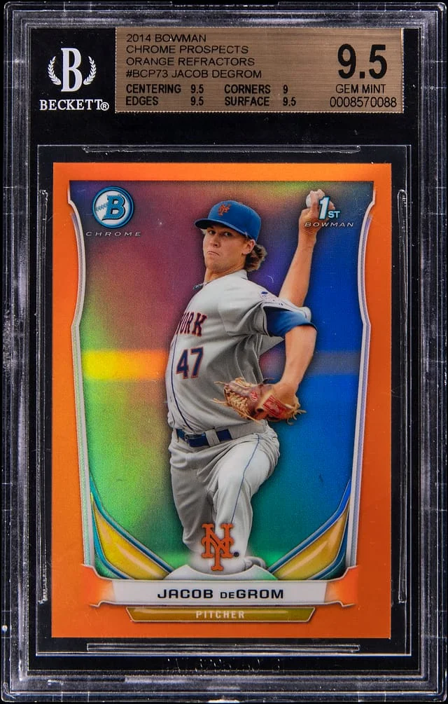 2014 Bowman Chrome Jacob DeGrom Orange Refractor #BCP73 card image