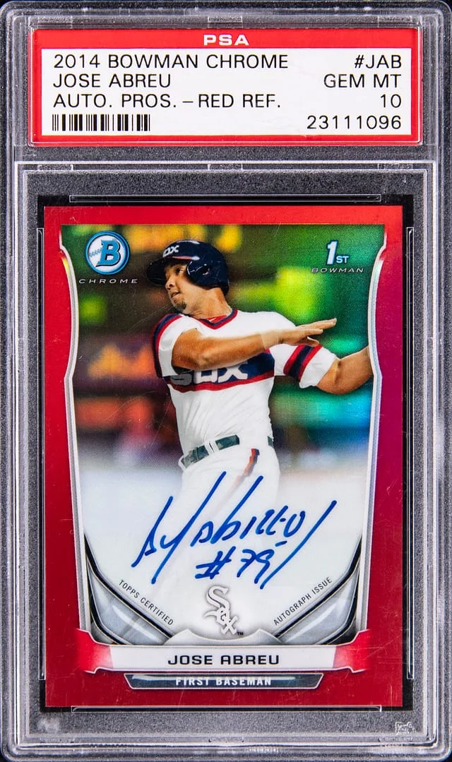 2014 Bowman Chrome Jose Abreu Prospect Autograph Red Refractor #BCAP-JAB card image