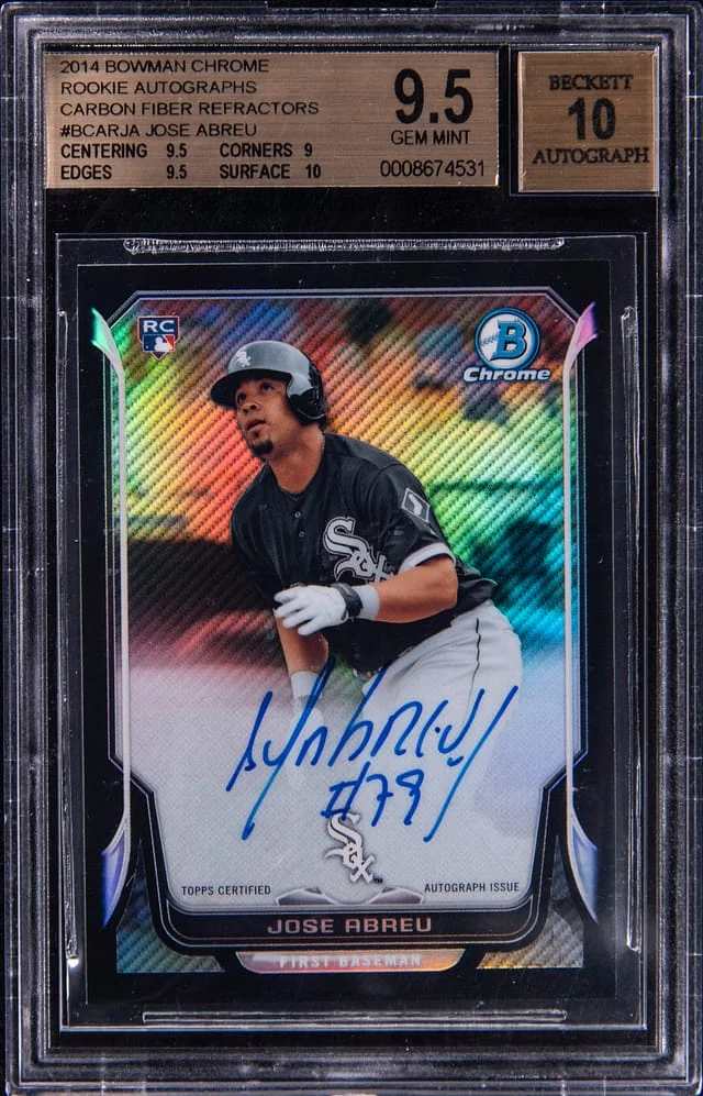 2014 Bowman Chrome Jose Abreu Autographs Carbon Fiber Refractors #BCAR-JA card image