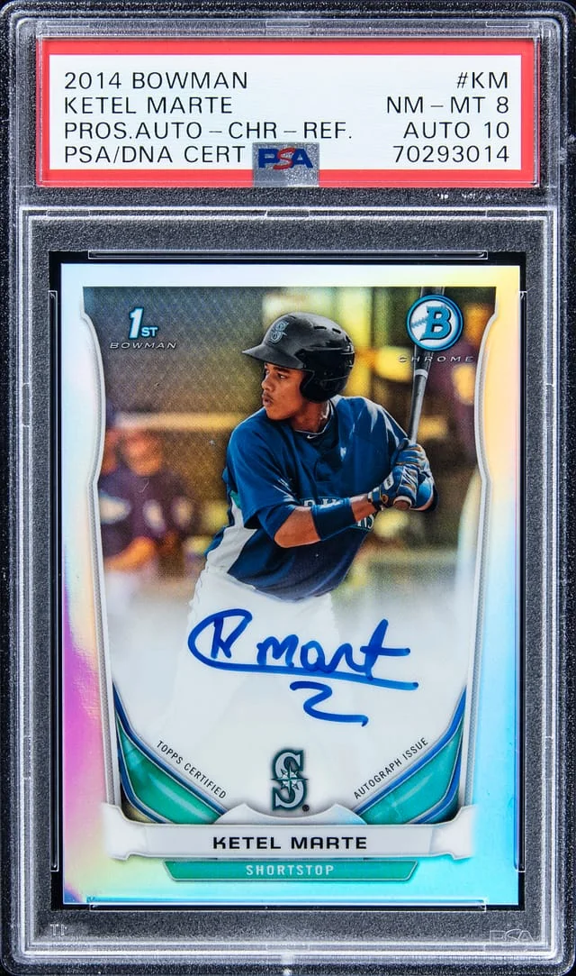 2014 Bowman Chrome Ketel Marte Prospect Autographs Refractor #KM card image