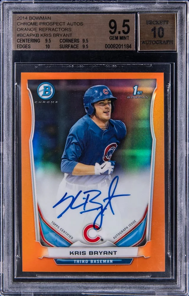 2014 Bowman Chrome Kris Bryant Prospect Autographs Orange Refractor #BCAP-KB card image
