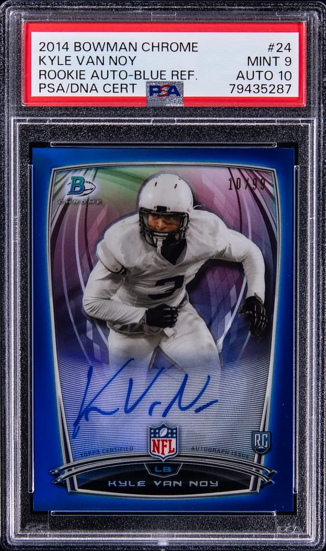 2014 Bowman Chrome Kyle Van Noy Autograph Blue Refractor #24 card image