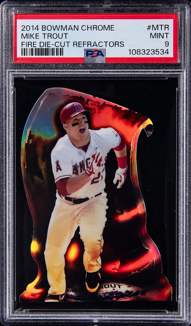 2014 Bowman Chrome Mike Trout Fire Die-Cut Refractor #FDC-MTR card image
