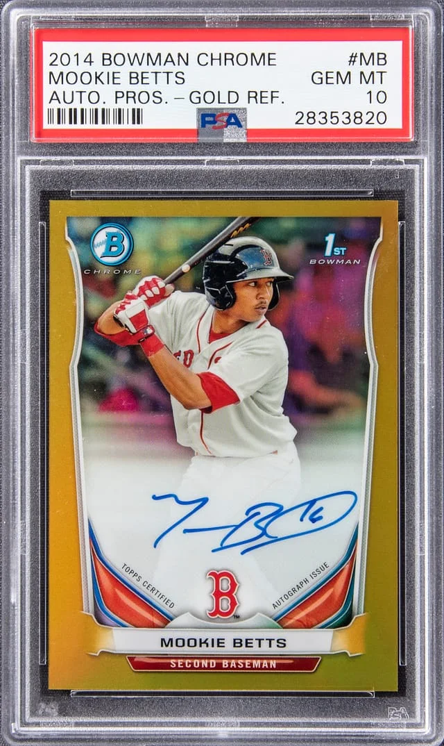 2014 Bowman Chrome Mookie Betts Prospect Autographs Gold Refractor #MB card image