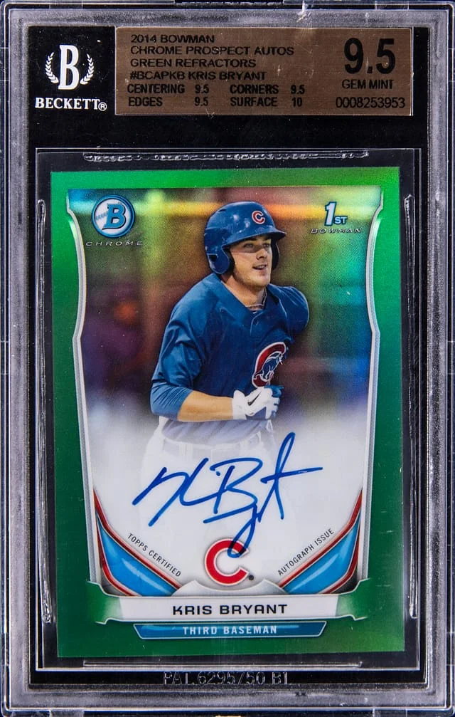 2014 Bowman Chrome Prospects Kris Bryant Autographs Green Refractors #BCAPKB card image