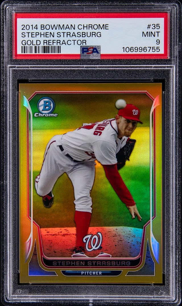 2014 Bowman Chrome Stephen Strasburg Gold Refractor #35 card image