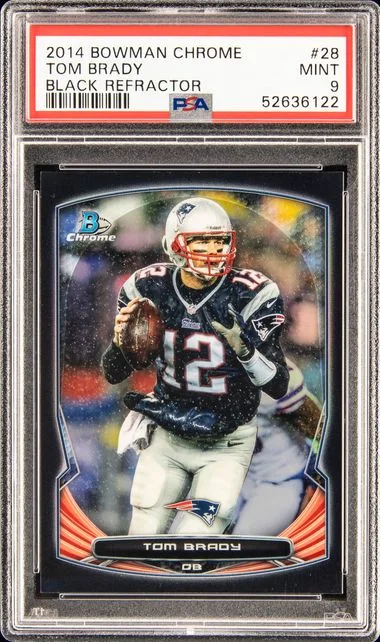 2014 Bowman Chrome Tom Brady Black Refractor #28 card image