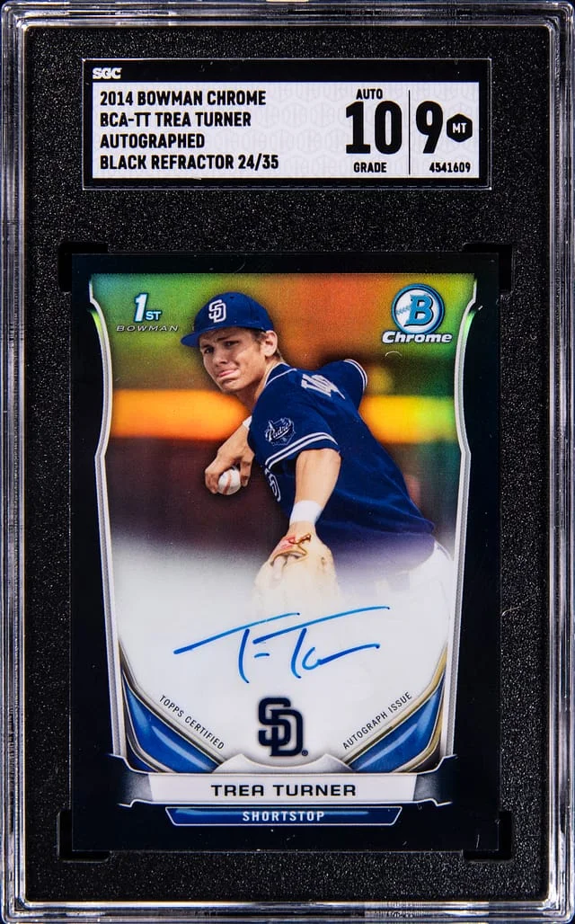 2014 Bowman Chrome Trea Turner Autographed Black Refractor #BCA-TT card image