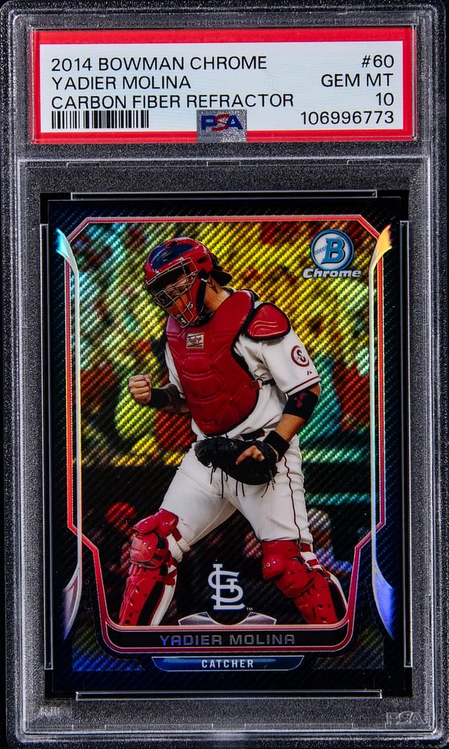 2014 Bowman Chrome Yadier Molina Carbon Fiber Refractor #60 card image