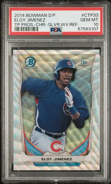 2014 Bowman Draft Picks Eloy Jimenez Top Prospects Chrome-Silver Wave Refractor #CTP33 card image