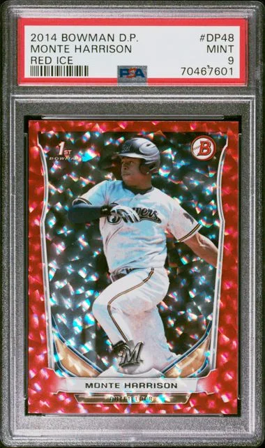2014 Bowman Draft Picks Monte Harrison Red Ice #DP48 card image