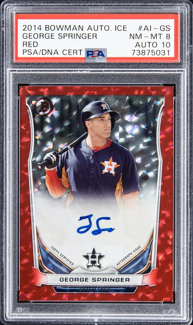 2014 Bowman George Springer Autographs Ice Red #AI-GS card image