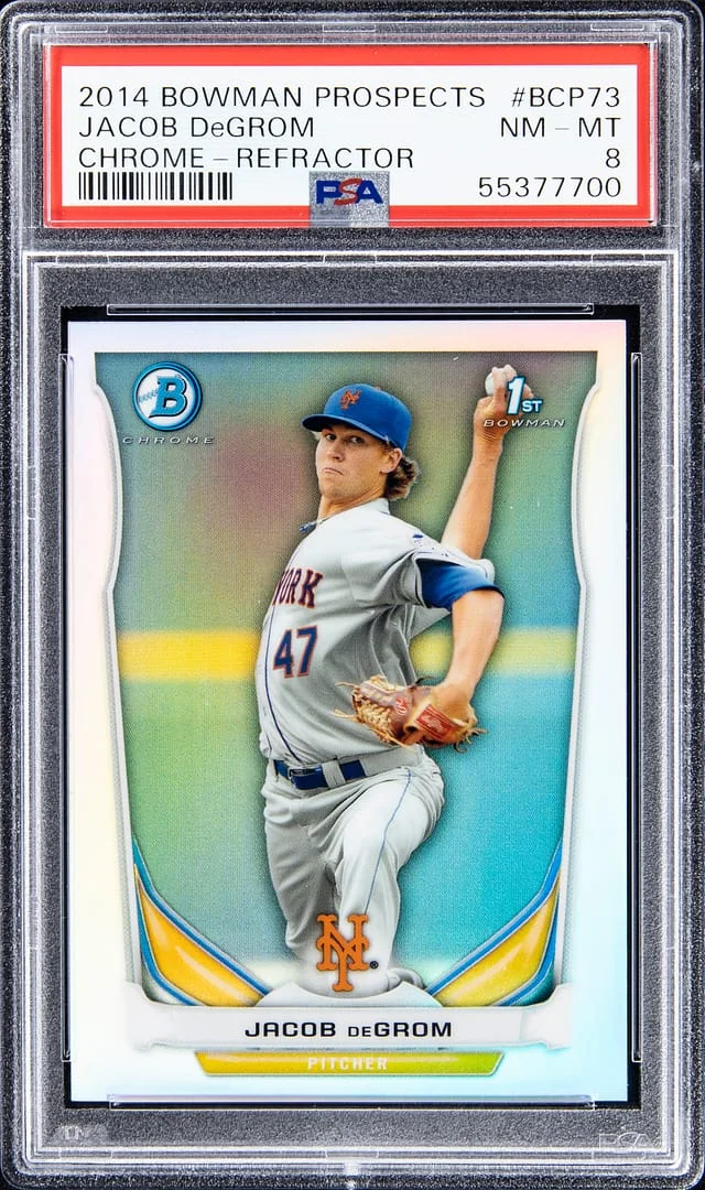 2014 Bowman Jacob deGrom Prospects Chrome Refractor #BCP73 card image