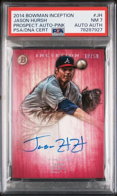 2014 Bowman Jason Hursh Inception Prospect Autograph Pink #JH card image