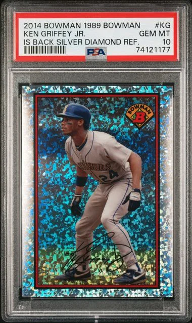 2014 Bowman Ken Griffey Jr. 1989 Bowman Is Back Silver Diamond Refractor #89BIB-KG card image