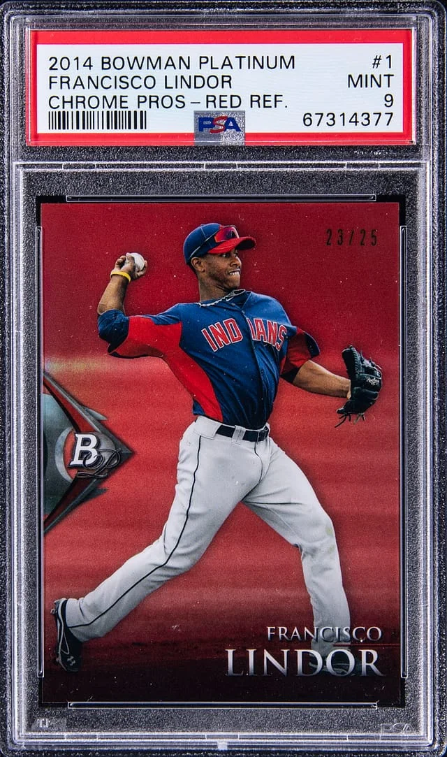 2014 Bowman Platinum Francisco Lindor Chrome Prospects Red Refractor #1 card image