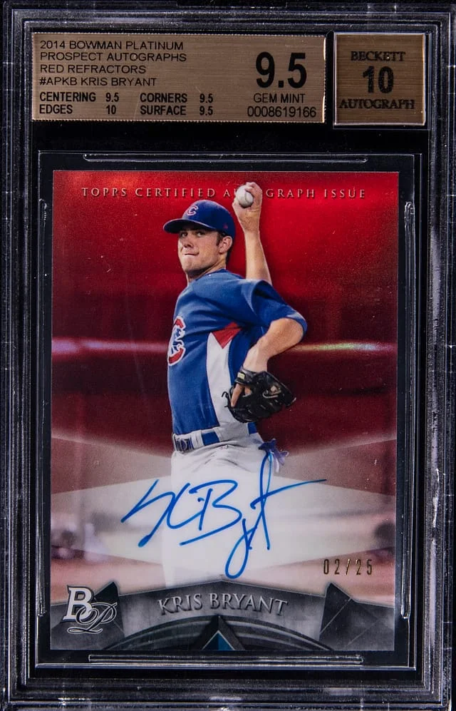 2014 Bowman Platinum Kris Bryant Prospect Autograph Red Refractor #APKB card image