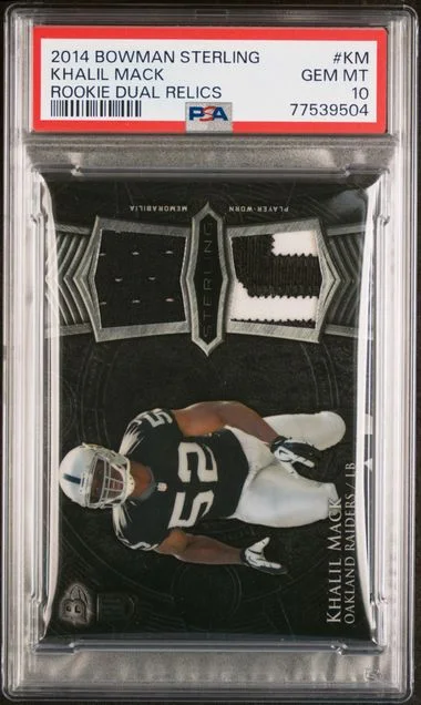 2014 Bowman Sterling Dual Relics Km Khalil Mack #no-number card image