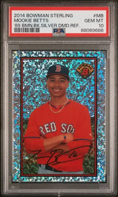 2014 Bowman Sterling Mookie Betts 1989 Bowman Is Back Silver Diamond Refractor #89BIB-MB card image