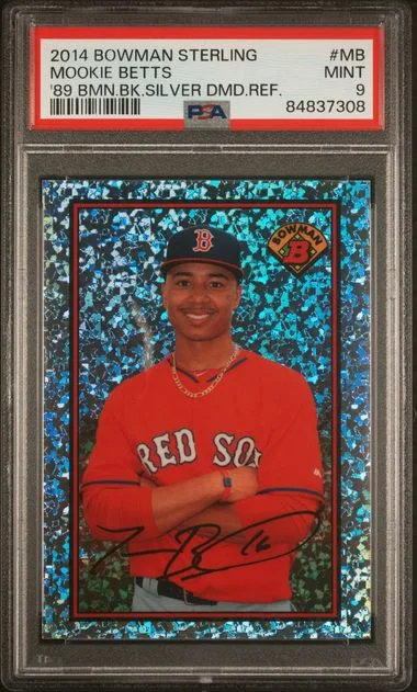 2014 Bowman Sterling Mookie Betts 1989 Bowman Is Back Silver Diamond Refractor #MB card image