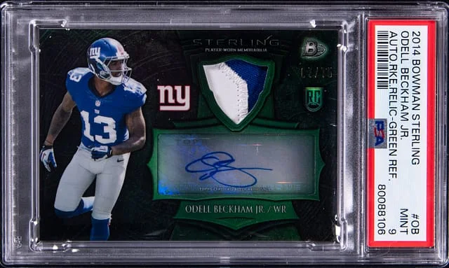 2014 Bowman Sterling Odell Beckham Jr. Autograph Relic Green Refractor #BSAR-OB card image