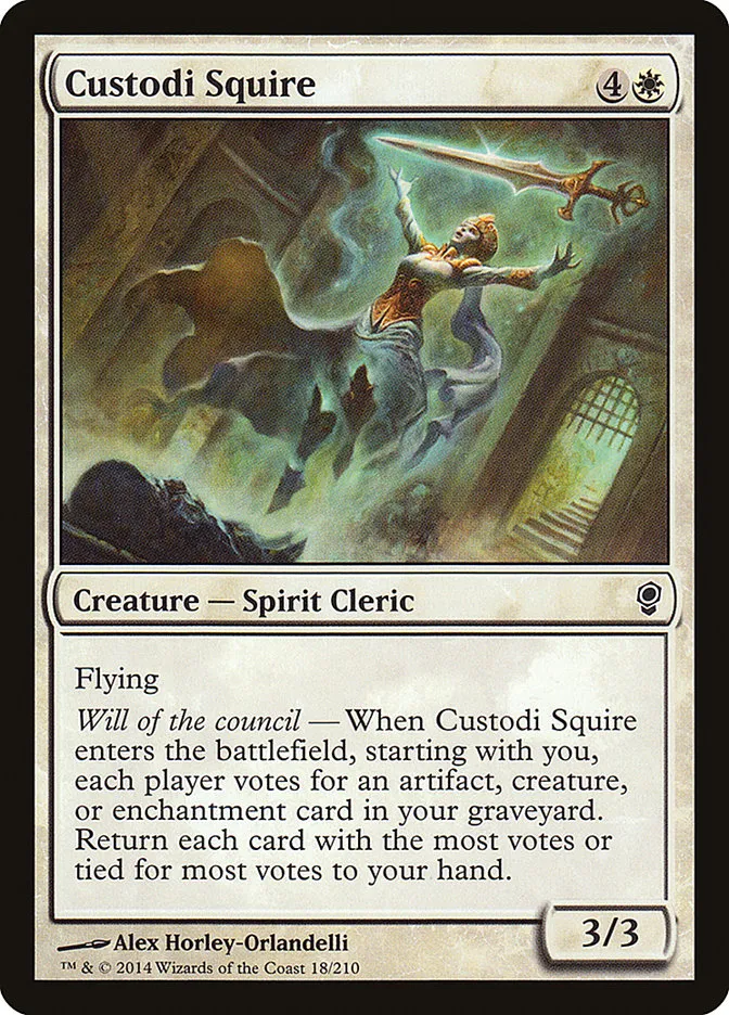 2014 Conspiracy Custodi Squire common #18 unlisted card image