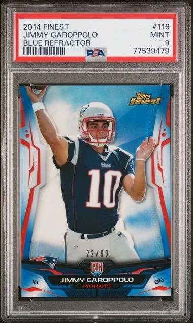 2014 Finest Jimmy Garoppolo Blue Refractor #116 card image