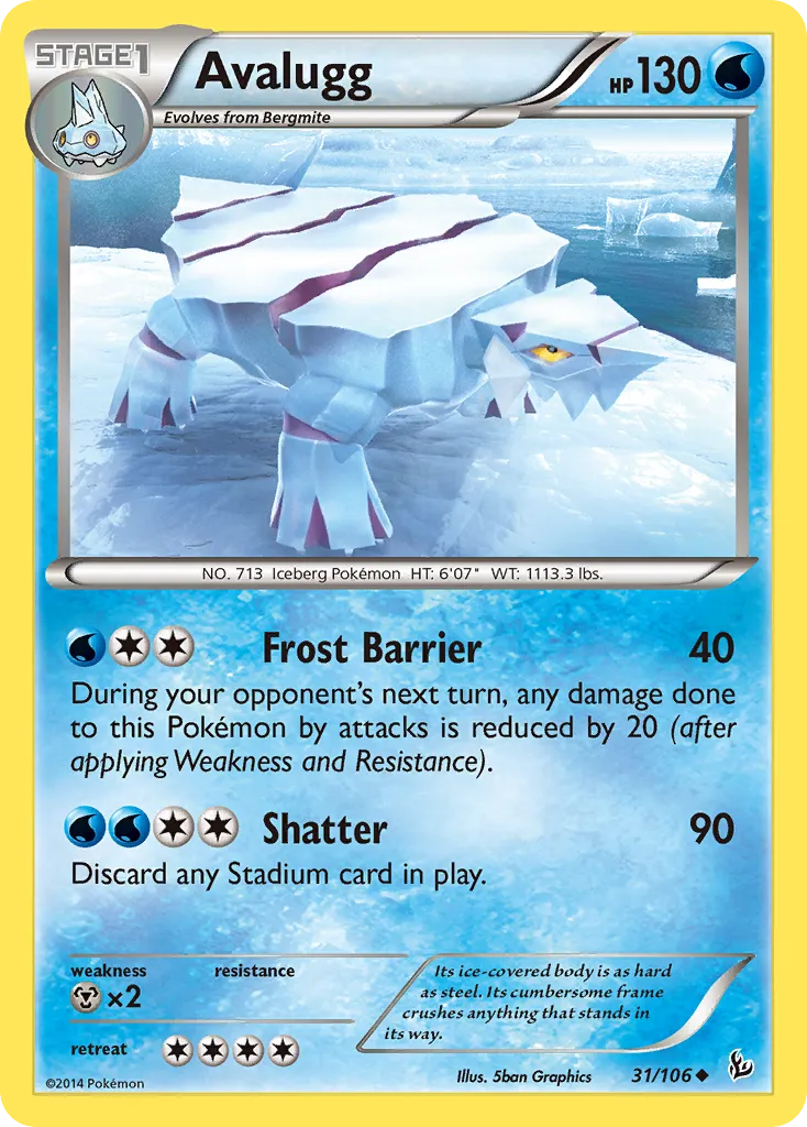 2014 Flashfire Avalugg Uncommon #031/106 Uncommon card image