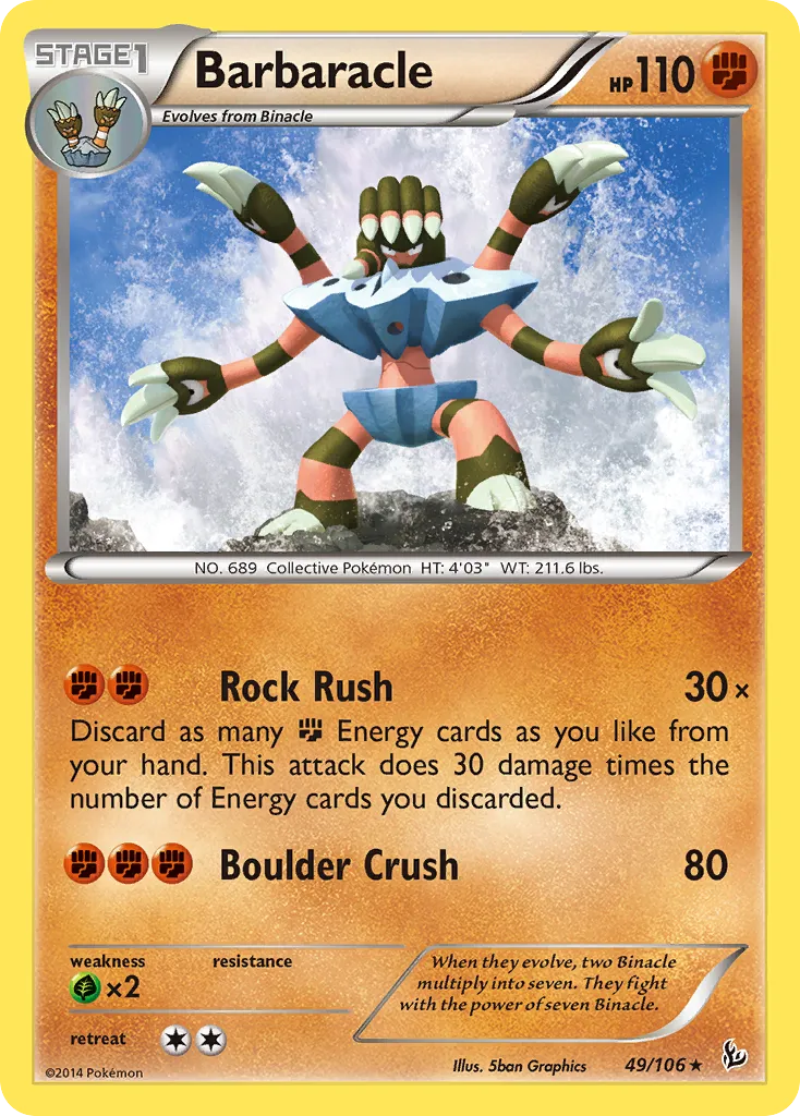 2014 Flashfire Barbaracle Rare #049/106 Rare card image