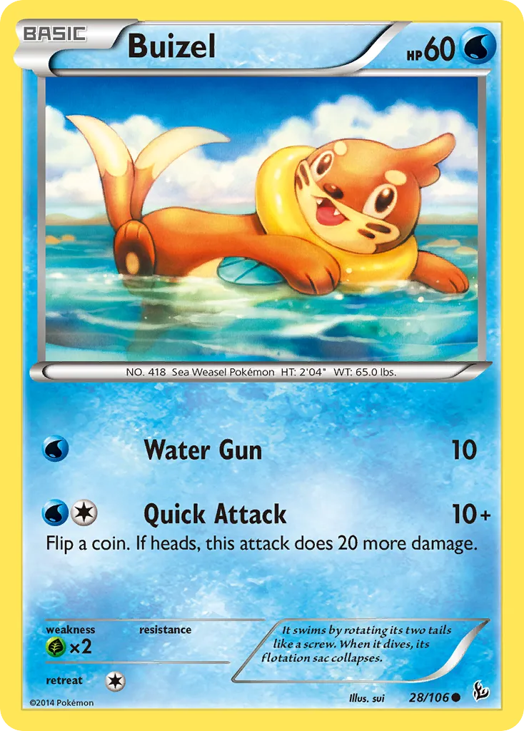 2014 Flashfire Buizel Common #028/106 Common card image