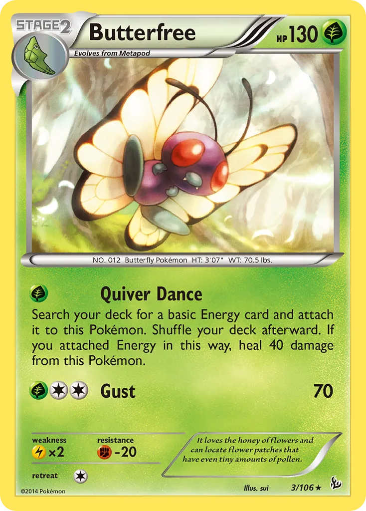 2014 Flashfire Butterfree Rare #003/106 Rare card image