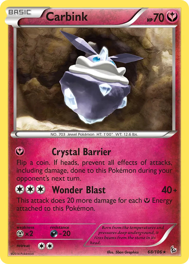 2014 Flashfire Carbink #068/106 Rare Holo card image