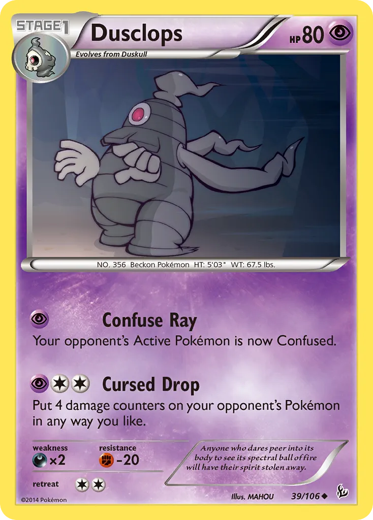 2014 Flashfire Dusclops Uncommon #039/106 Uncommon card image