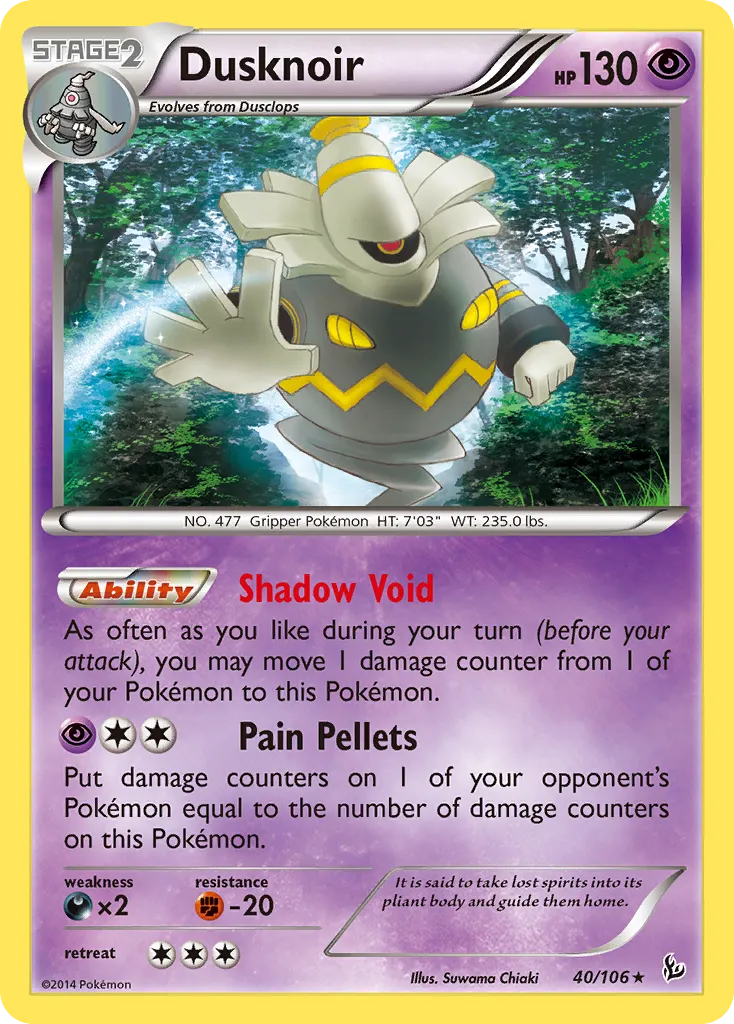 2014 Flashfire Dusknoir Rare Holo #040/106 Rare Holo card image