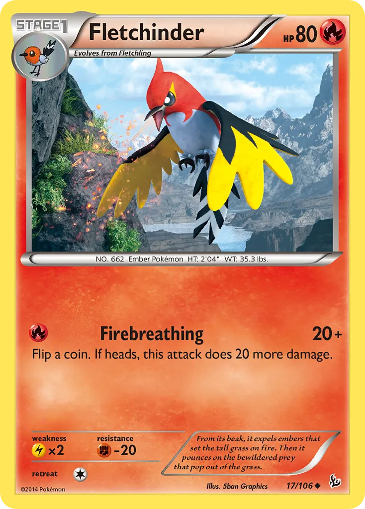 2014 Flashfire Fletchinder Uncommon #017/106 Uncommon card image