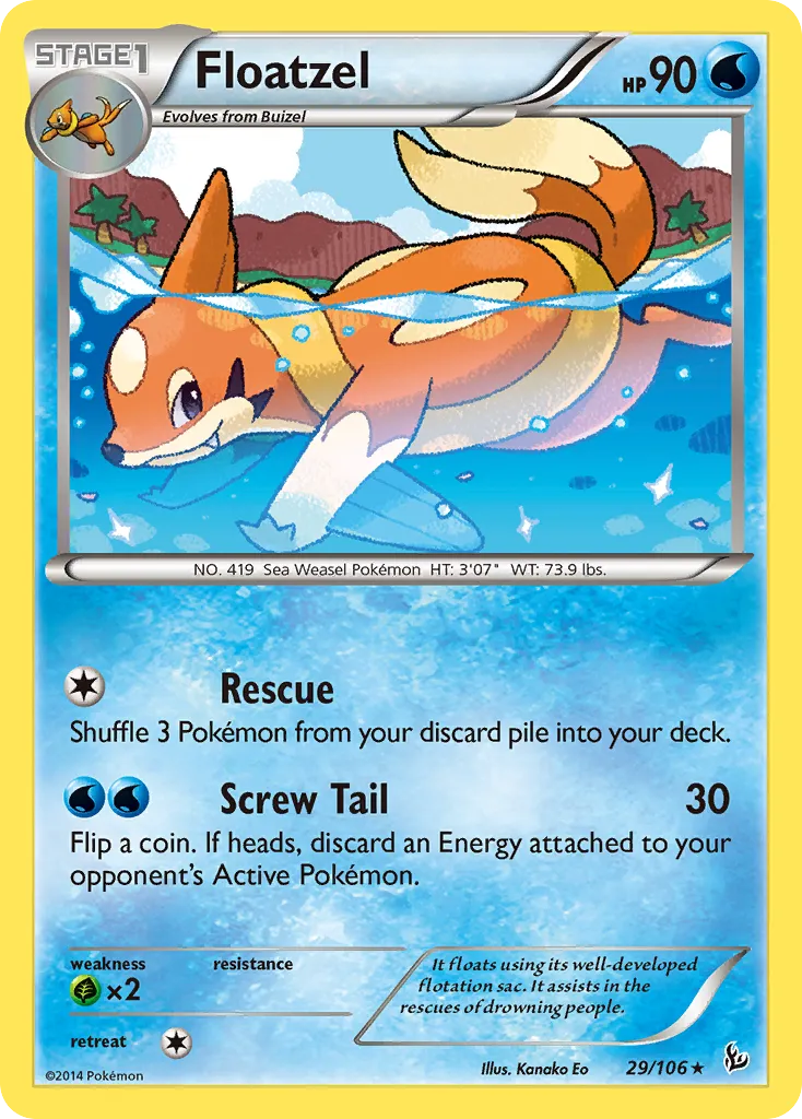 2014 Flashfire Floatzel Rare #029/106 Rare card image